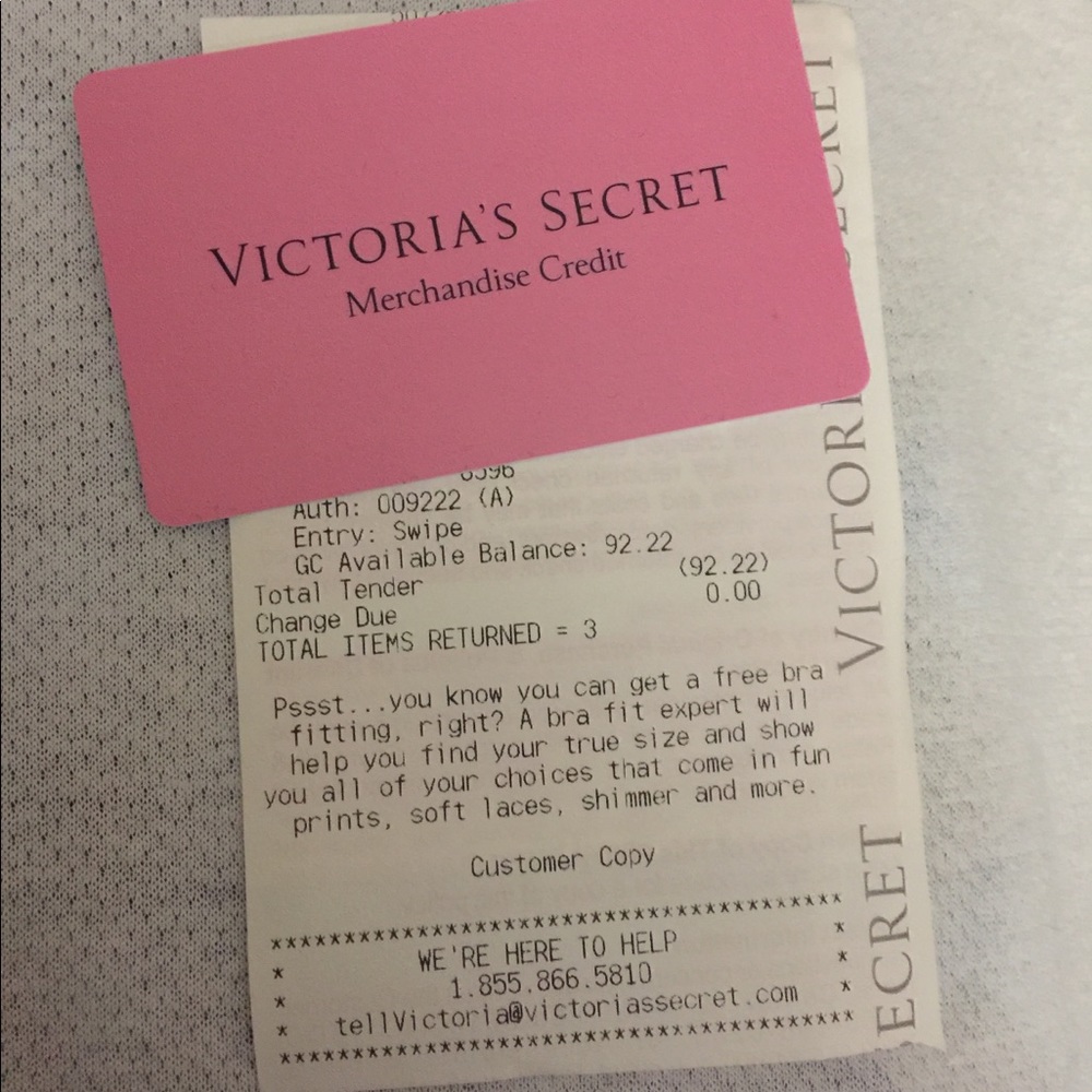 Victoria’s Secret merchandise card